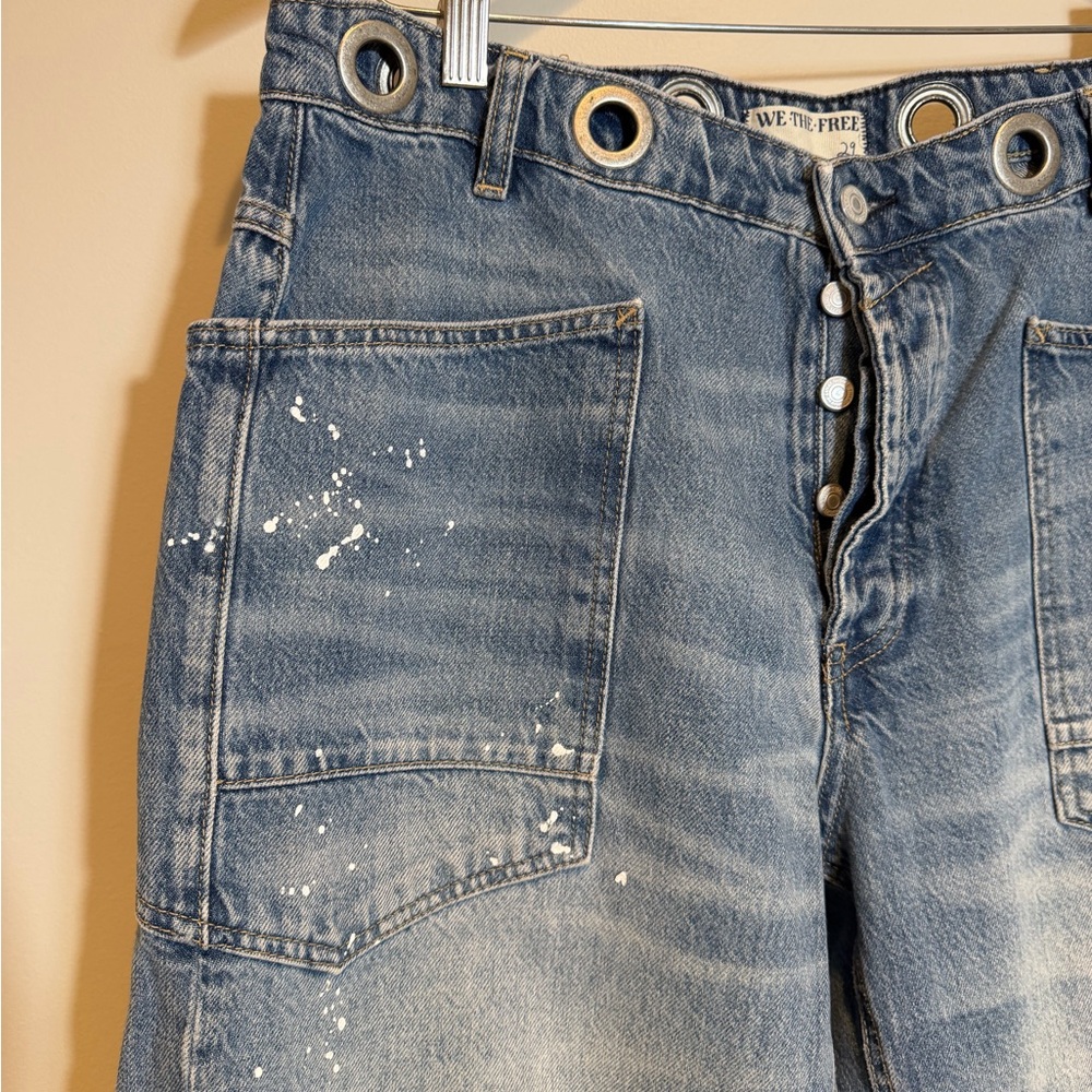 Free People Distressed Moxie Pull-On Barrel Jeans - Picture 5 of 7